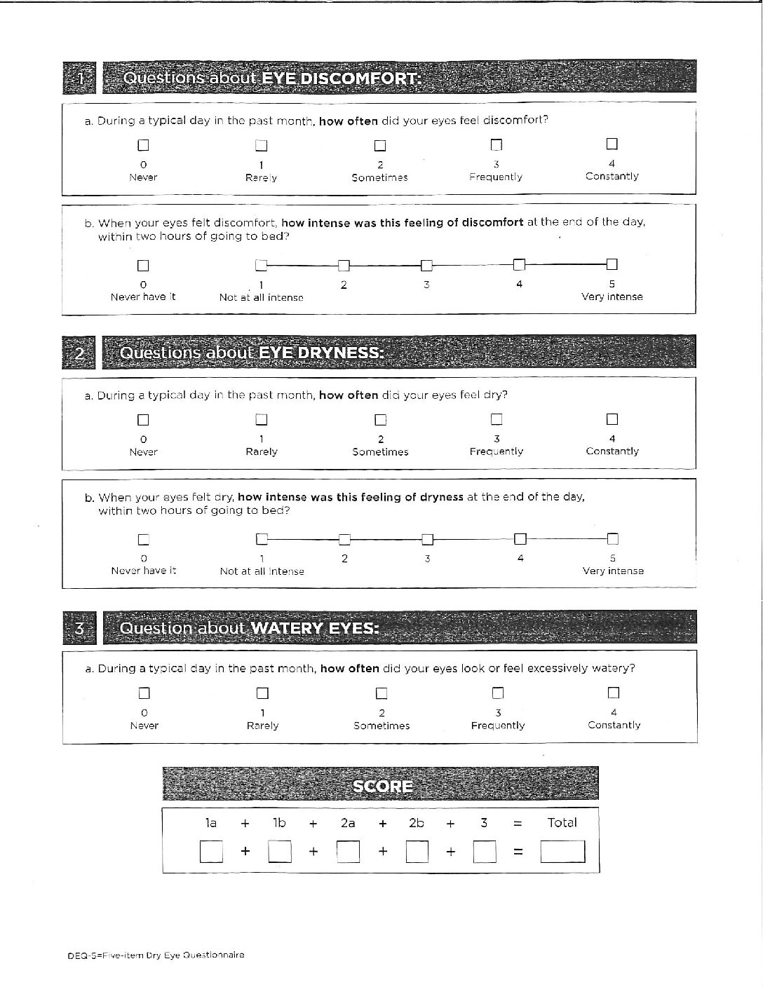 Dry Eye Questionnaire